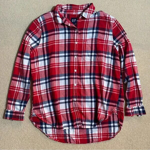 GAP Plaid Red Flannel Shirt Women’s Large